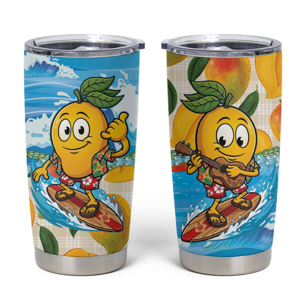 Aloha Hawaii Summer Tumbler Cup Hawaiian Lei Surfing Mango Palaka Motifs LT14 Blue - Polynesian Pride