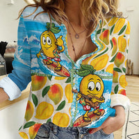 Aloha Hawaii Summer Women Casual Shirt Hawaiian Lei Surfing Mango Palaka Motifs LT14 Female Blue - Polynesian Pride