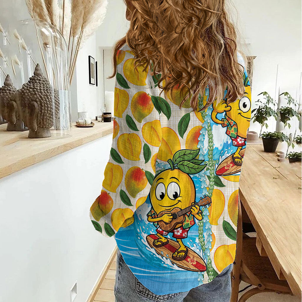 Aloha Hawaii Summer Women Casual Shirt Hawaiian Lei Surfing Mango Palaka Motifs LT14 - Polynesian Pride