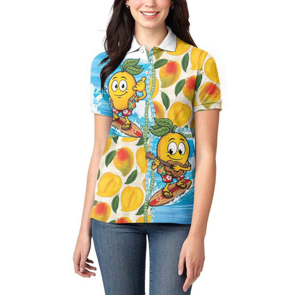 Aloha Hawaii Summer Women Polo Shirt Hawaiian Lei Surfing Mango Palaka Motifs LT14 - Polynesian Pride