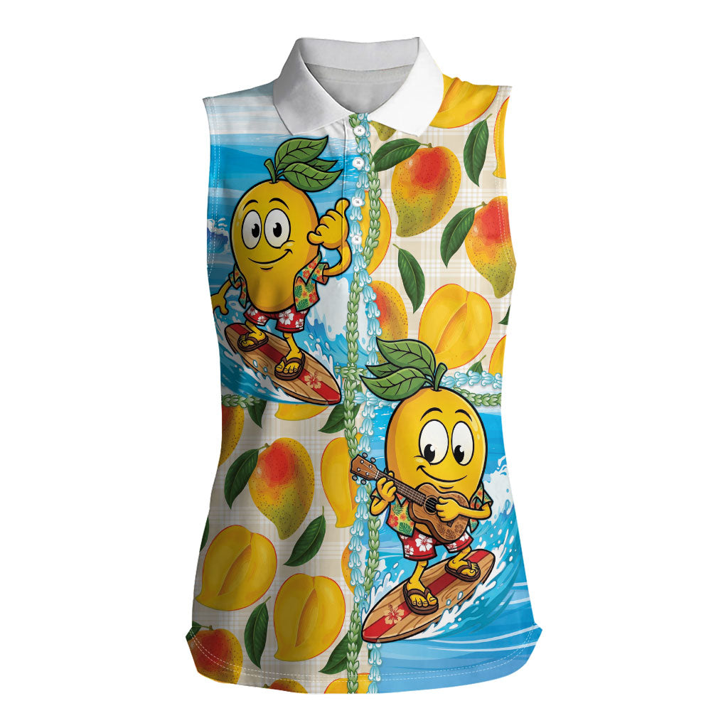 Aloha Hawaii Summer Women Sleeveless Polo Shirt Hawaiian Lei Surfing Mango Palaka Motifs LT14 Female Blue - Polynesian Pride