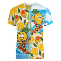Aloha Hawaii Summer Women V-Neck T-Shirt Hawaiian Lei Surfing Mango Palaka Motifs LT14 - Polynesian Pride