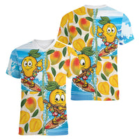 Aloha Hawaii Summer Women V-Neck T-Shirt Hawaiian Lei Surfing Mango Palaka Motifs LT14 - Polynesian Pride