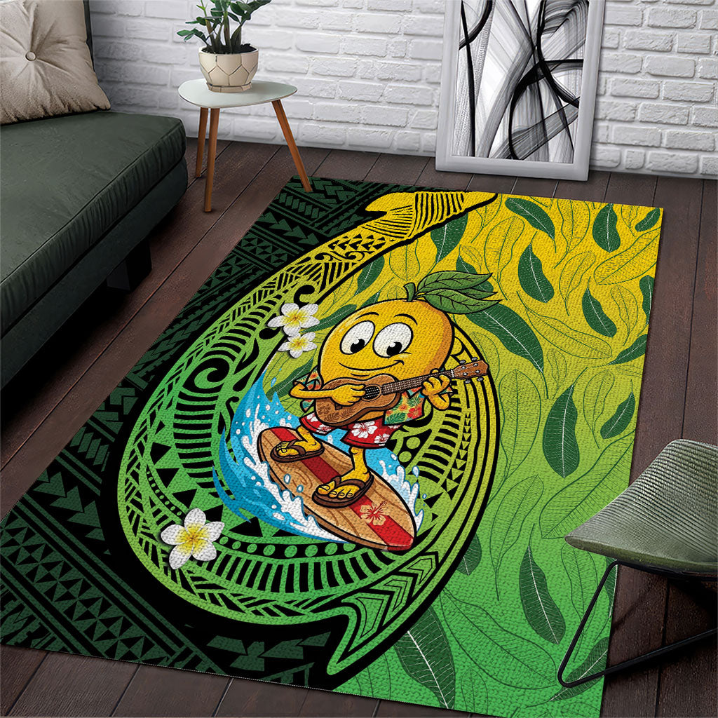 Hawaii Surfing Mango Area Rug Manako Polynesian Fish Hook LT14 Green - Polynesian Pride