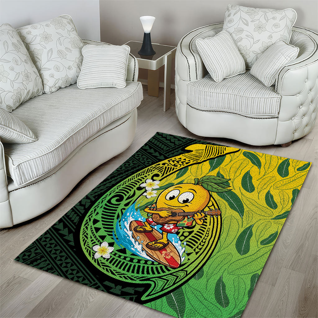 Hawaii Surfing Mango Area Rug Manako Polynesian Fish Hook LT14 - Polynesian Pride