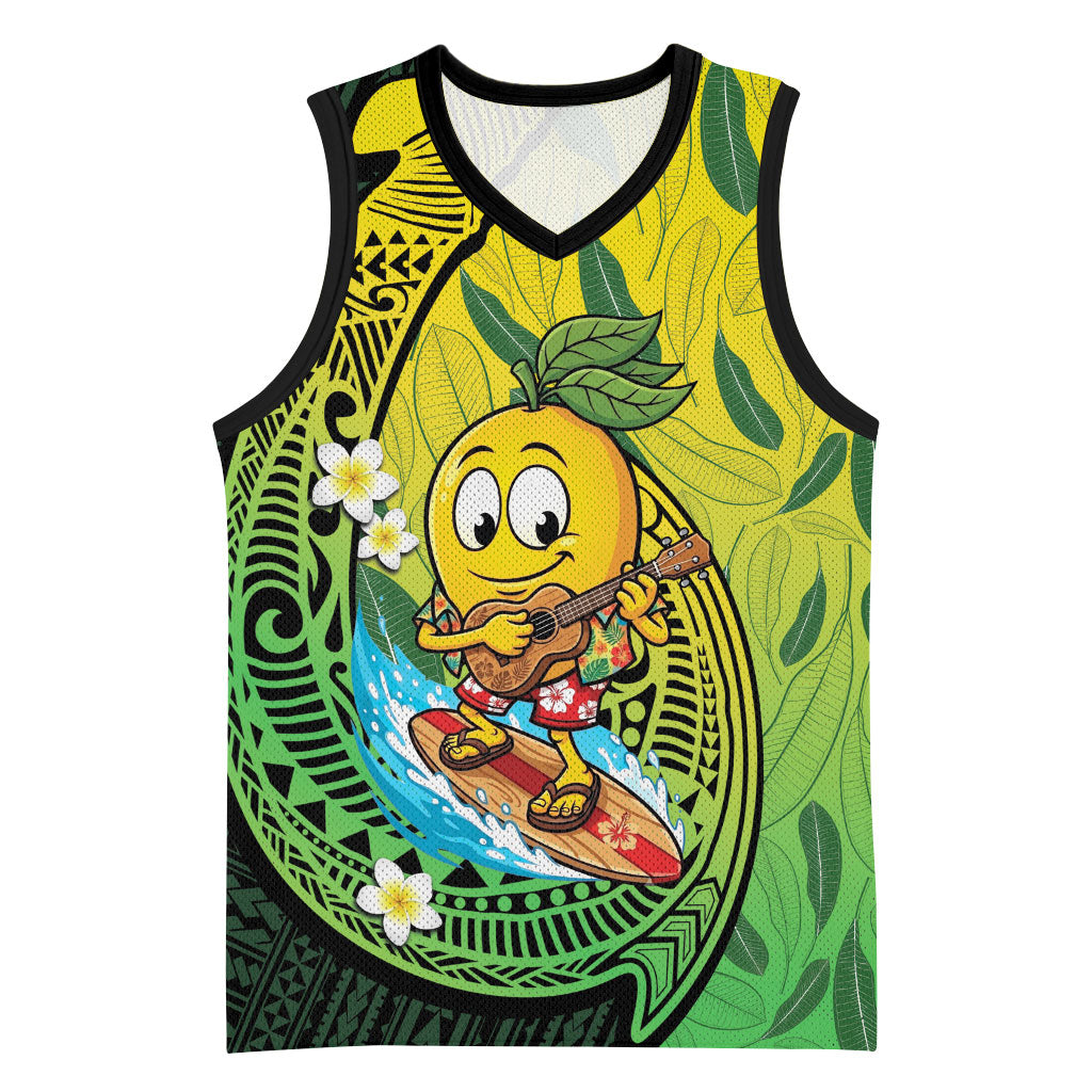 Hawaii Surfing Mango Basketball Jersey Manako Polynesian Fish Hook LT14 Unisex Green - Polynesian Pride
