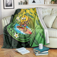 Hawaii Surfing Mango Blanket Manako Polynesian Fish Hook LT14 Green - Polynesian Pride
