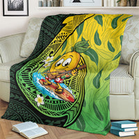 Hawaii Surfing Mango Blanket Manako Polynesian Fish Hook LT14 - Polynesian Pride