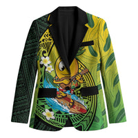 Hawaii Surfing Mango Blazer Manako Polynesian Fish Hook LT14 Unisex Green - Polynesian Pride