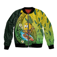 Hawaii Surfing Mango Bomber Jacket Manako Polynesian Fish Hook LT14 Unisex Green - Polynesian Pride