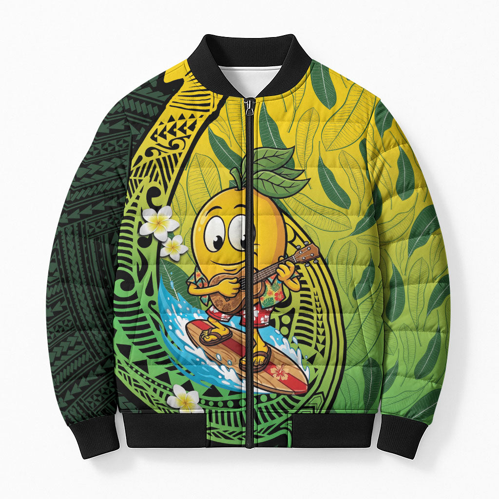 Hawaii Surfing Mango Bomber Puffer Jacket Manako Polynesian Fish Hook LT14 Unisex Green - Polynesian Pride