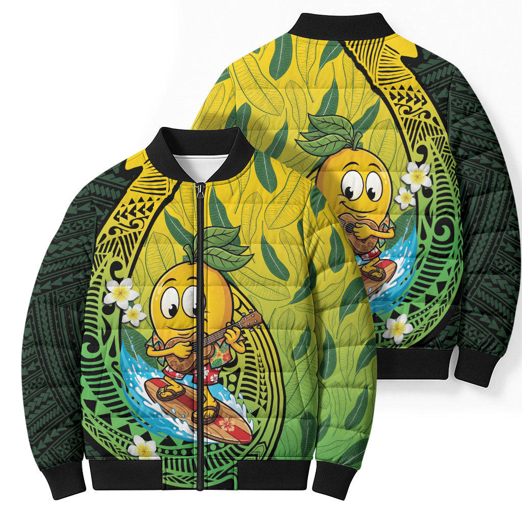 Hawaii Surfing Mango Bomber Puffer Jacket Manako Polynesian Fish Hook LT14 - Polynesian Pride