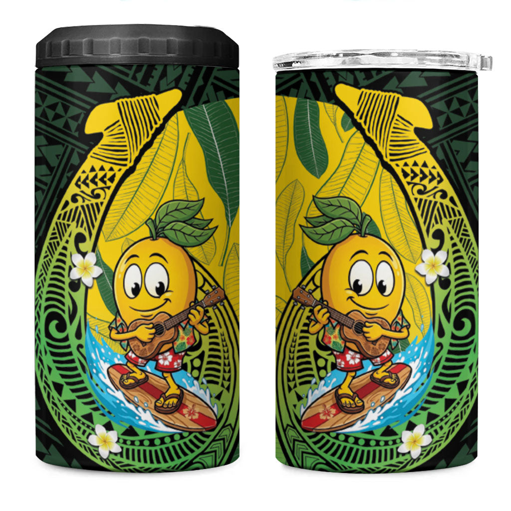 Hawaii Surfing Mango 4 in 1 Can Cooler Tumbler Manako Polynesian Fish Hook LT14 One Size: 16 oz Green - Polynesian Pride