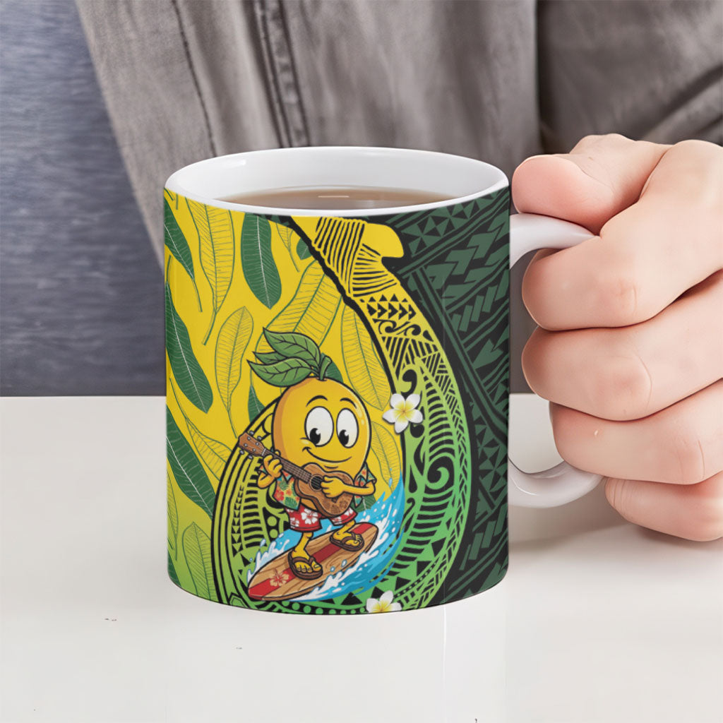Hawaii Surfing Mango Ceramic Mug Manako Polynesian Fish Hook LT14 - Polynesian Pride