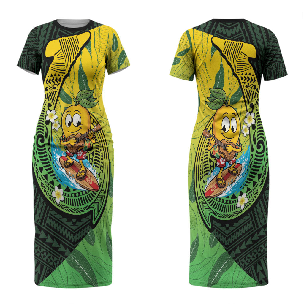 Hawaii Surfing Mango Couples Matching Short Sleeve Bodycon Dress and Long Sleeve Button Shirt Manako Polynesian Fish Hook LT14 - Polynesian Pride