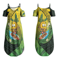 Hawaii Surfing Mango Couples Matching Summer Maxi Dress and Long Sleeve Button Shirt Manako Polynesian Fish Hook LT14 - Polynesian Pride