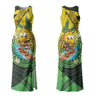 Hawaii Surfing Mango Couples Matching Tank Maxi Dress and Hawaiian Shirt Manako Polynesian Fish Hook LT14 - Polynesian Pride
