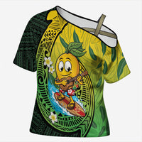 Hawaii Surfing Mango Cross Shoulder Shirt Manako Polynesian Fish Hook LT14 Female Green - Polynesian Pride