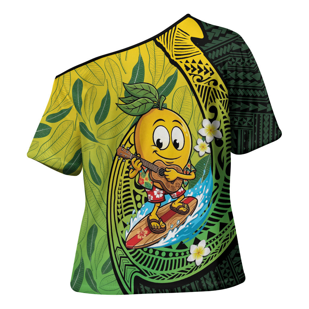 Hawaii Surfing Mango Cross Shoulder Shirt Manako Polynesian Fish Hook LT14 - Polynesian Pride