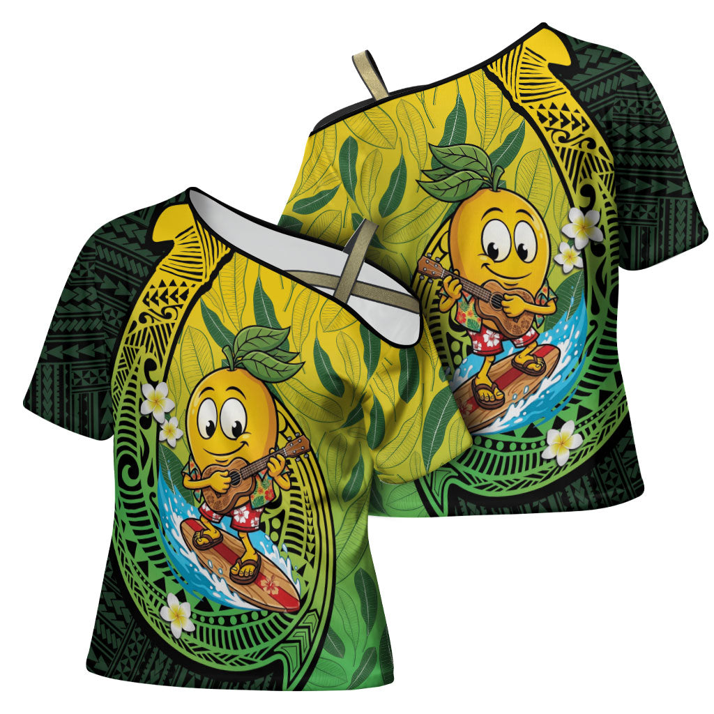 Hawaii Surfing Mango Cross Shoulder Shirt Manako Polynesian Fish Hook LT14 - Polynesian Pride