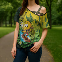 Hawaii Surfing Mango Cross Shoulder Shirt Manako Polynesian Fish Hook LT14 - Polynesian Pride