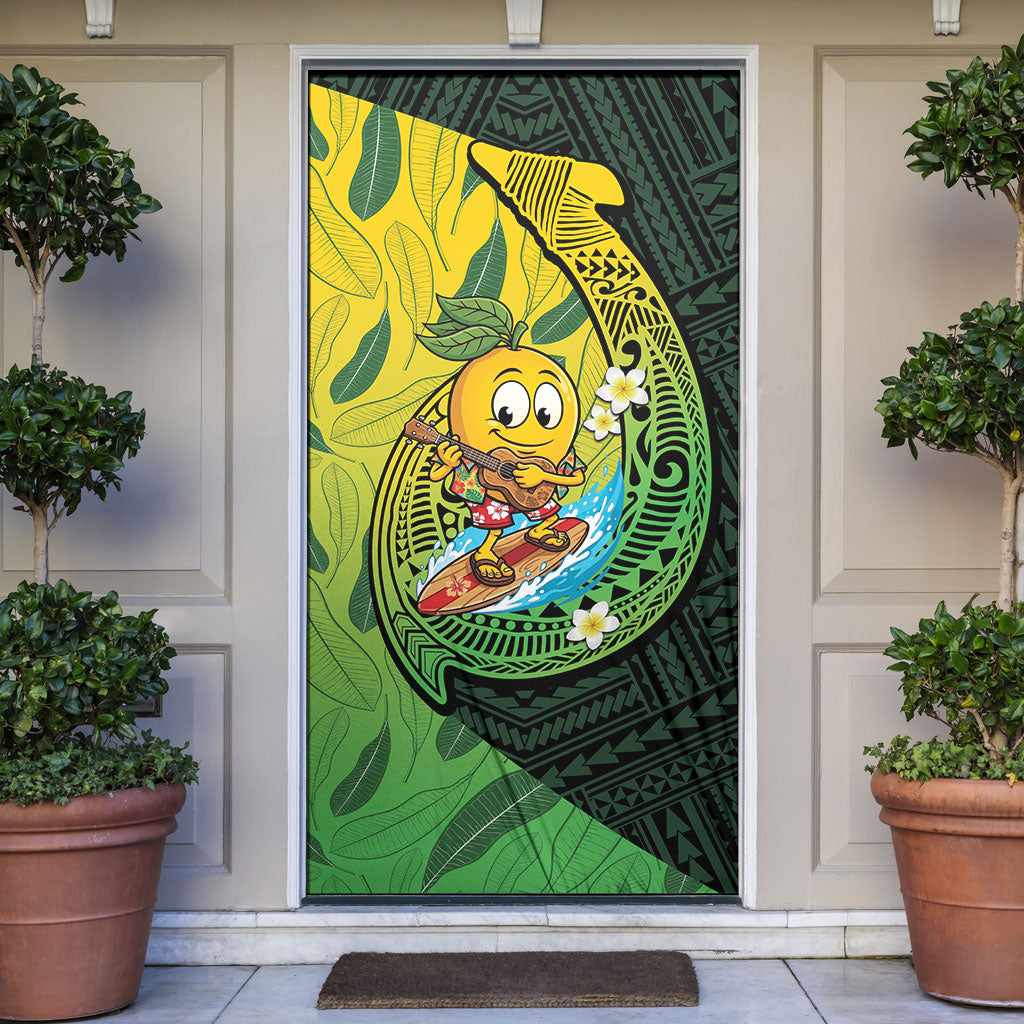 Hawaii Surfing Mango Door Cover Manako Polynesian Fish Hook LT14 Green - Polynesian Pride
