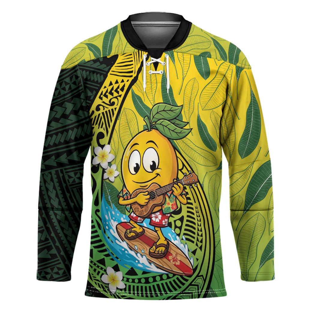 Hawaii Surfing Mango Hockey Jersey Manako Polynesian Fish Hook LT14 Unisex Green - Polynesian Pride