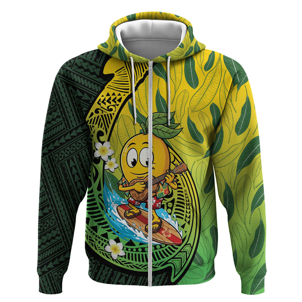 Hawaii Surfing Mango Hoodie Manako Polynesian Fish Hook LT14 Zip Hoodie Green - Polynesian Pride