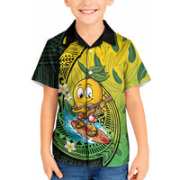 Hawaii Surfing Mango Kid Hawaiian Shirt Manako Polynesian Fish Hook LT14 Kid Green - Polynesian Pride