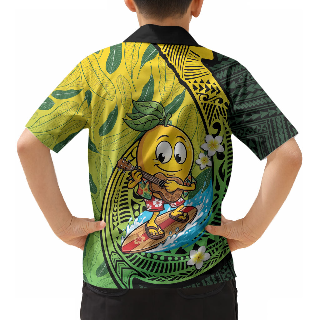 Hawaii Surfing Mango Kid Hawaiian Shirt Manako Polynesian Fish Hook LT14 - Polynesian Pride