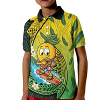 Hawaii Surfing Mango Kid Polo Shirt Manako Polynesian Fish Hook LT14 Kid Green - Polynesian Pride