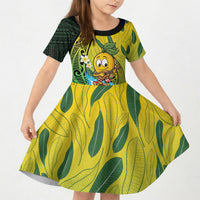 Hawaii Surfing Mango Kid Short Sleeve Dress Manako Polynesian Fish Hook LT14 KID Green - Polynesian Pride