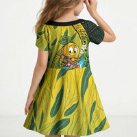 Hawaii Surfing Mango Kid Short Sleeve Dress Manako Polynesian Fish Hook LT14 - Polynesian Pride