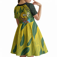 Hawaii Surfing Mango Kid Short Sleeve Dress Manako Polynesian Fish Hook LT14 - Polynesian Pride