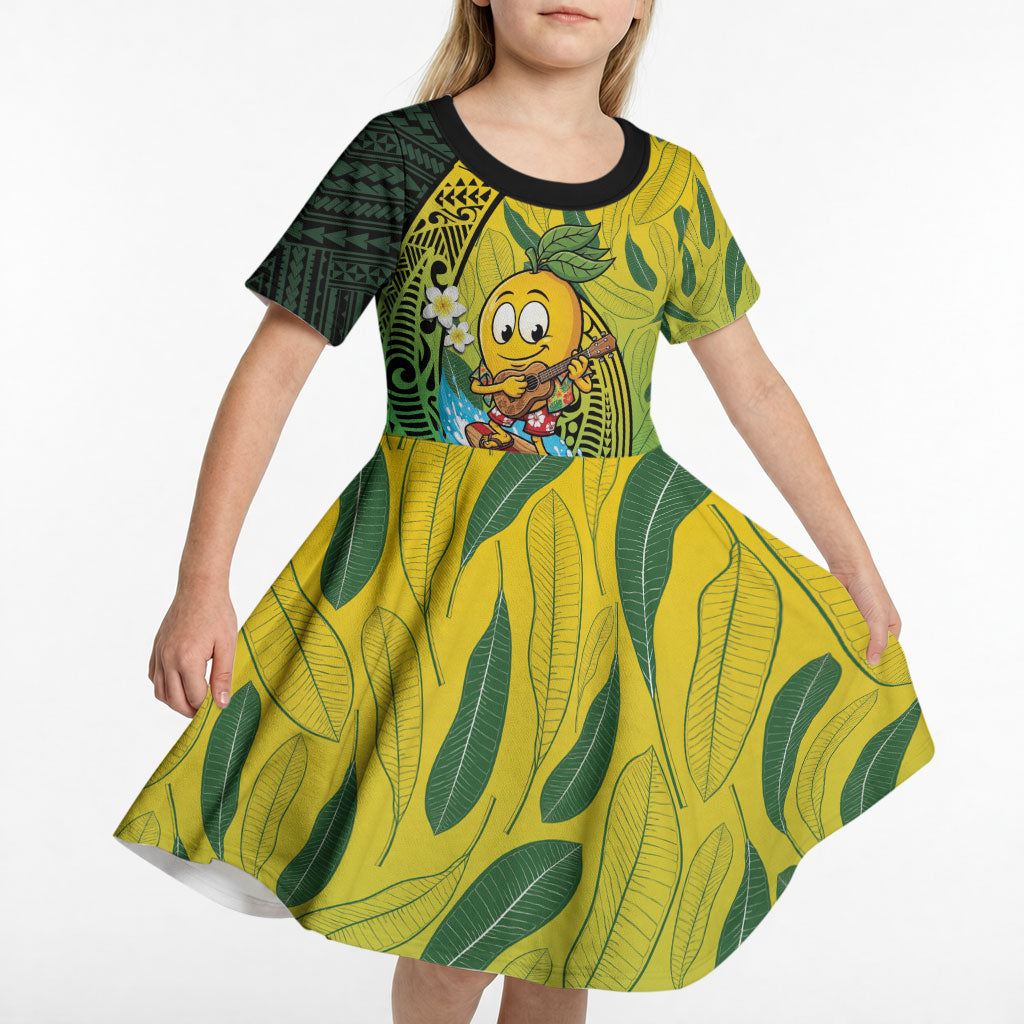 Hawaii Surfing Mango Kid Short Sleeve Dress Manako Polynesian Fish Hook LT14 - Polynesian Pride