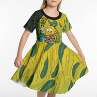 Hawaii Surfing Mango Kid Short Sleeve Dress Manako Polynesian Fish Hook LT14 - Polynesian Pride
