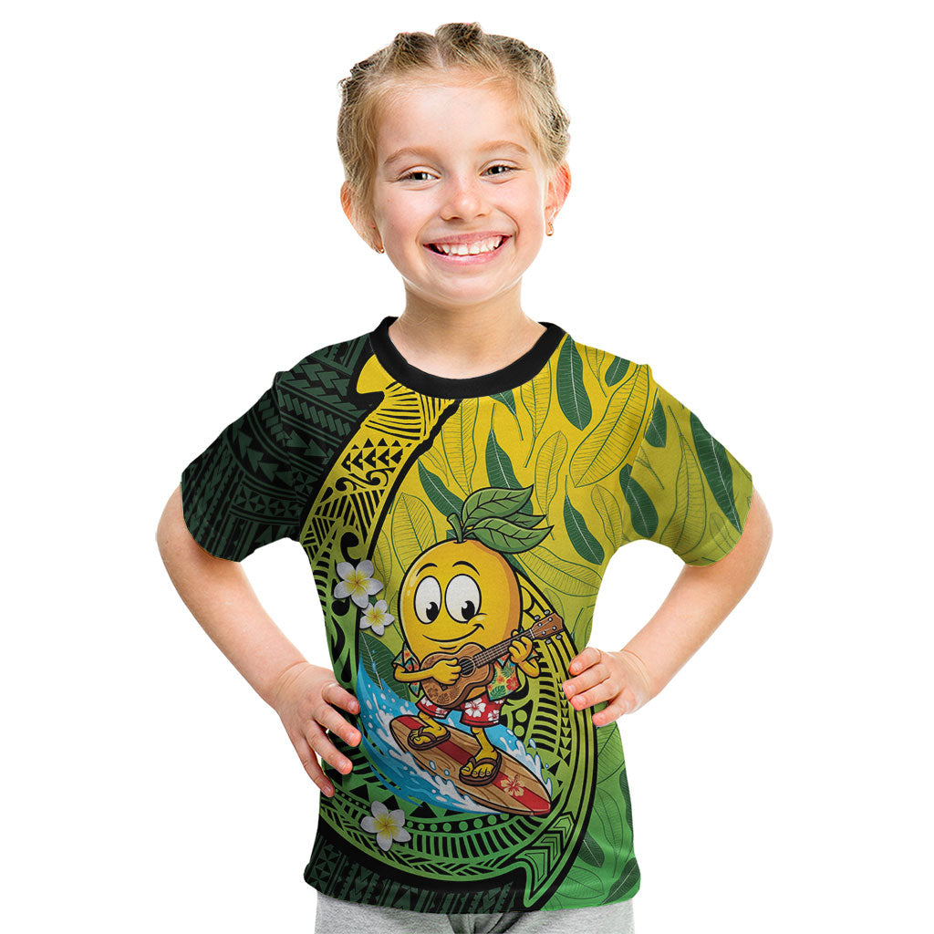 Hawaii Surfing Mango Kid T Shirt Manako Polynesian Fish Hook LT14 Green - Polynesian Pride
