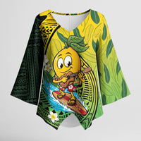 Hawaii Surfing Mango Kimono Sleeve Blouse Manako Polynesian Fish Hook LT14 Female Green - Polynesian Pride