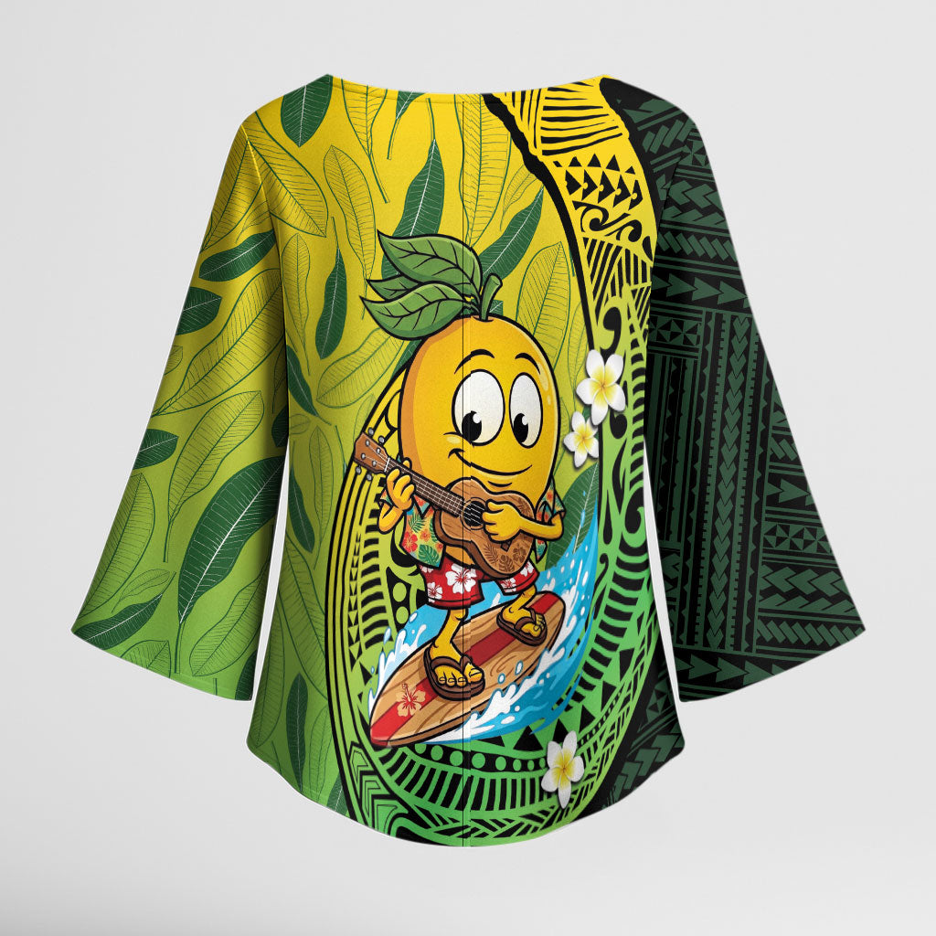 Hawaii Surfing Mango Kimono Sleeve Blouse Manako Polynesian Fish Hook LT14 - Polynesian Pride