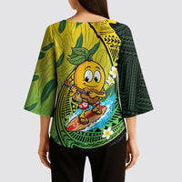 Hawaii Surfing Mango Kimono Sleeve Blouse Manako Polynesian Fish Hook LT14 - Polynesian Pride