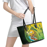 Hawaii Surfing Mango Leather Tote Bag Manako Polynesian Fish Hook LT14 - Polynesian Pride