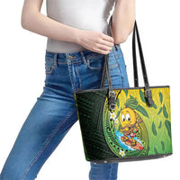 Hawaii Surfing Mango Leather Tote Bag Manako Polynesian Fish Hook LT14 - Polynesian Pride