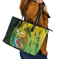 Hawaii Surfing Mango Leather Tote Bag Manako Polynesian Fish Hook LT14 - Polynesian Pride
