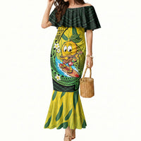 Hawaii Surfing Mango Mermaid Dress Manako Polynesian Fish Hook LT14 Women Green - Polynesian Pride