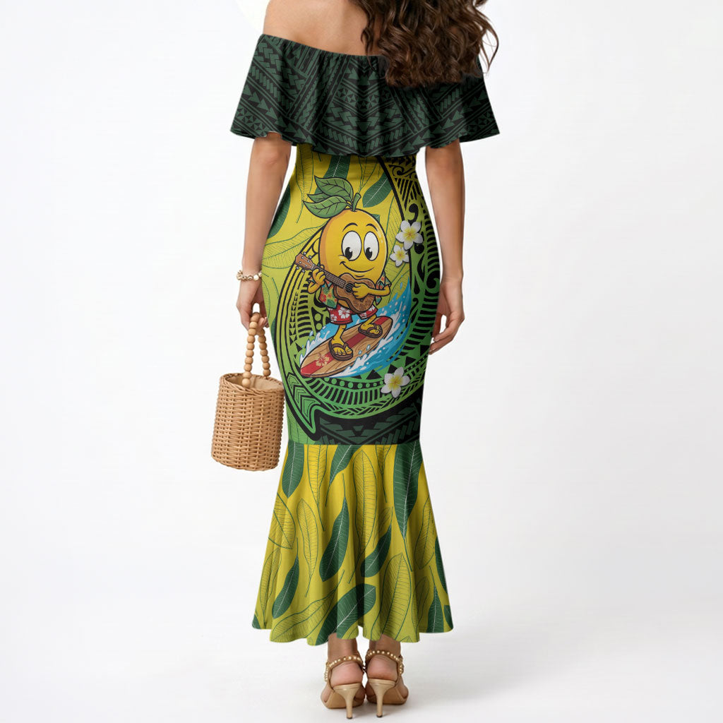 Hawaii Surfing Mango Mermaid Dress Manako Polynesian Fish Hook LT14 - Polynesian Pride