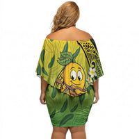 Hawaii Surfing Mango Off Shoulder Short Dress Manako Polynesian Fish Hook LT14 - Polynesian Pride