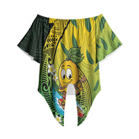 Hawaii Surfing Mango Off Shoulder Wrap Waist Top Manako Polynesian Fish Hook LT14 Green - Polynesian Pride