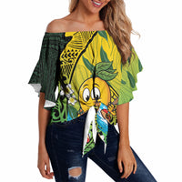 Hawaii Surfing Mango Off Shoulder Wrap Waist Top Manako Polynesian Fish Hook LT14 - Polynesian Pride