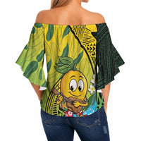 Hawaii Surfing Mango Off Shoulder Wrap Waist Top Manako Polynesian Fish Hook LT14 - Polynesian Pride