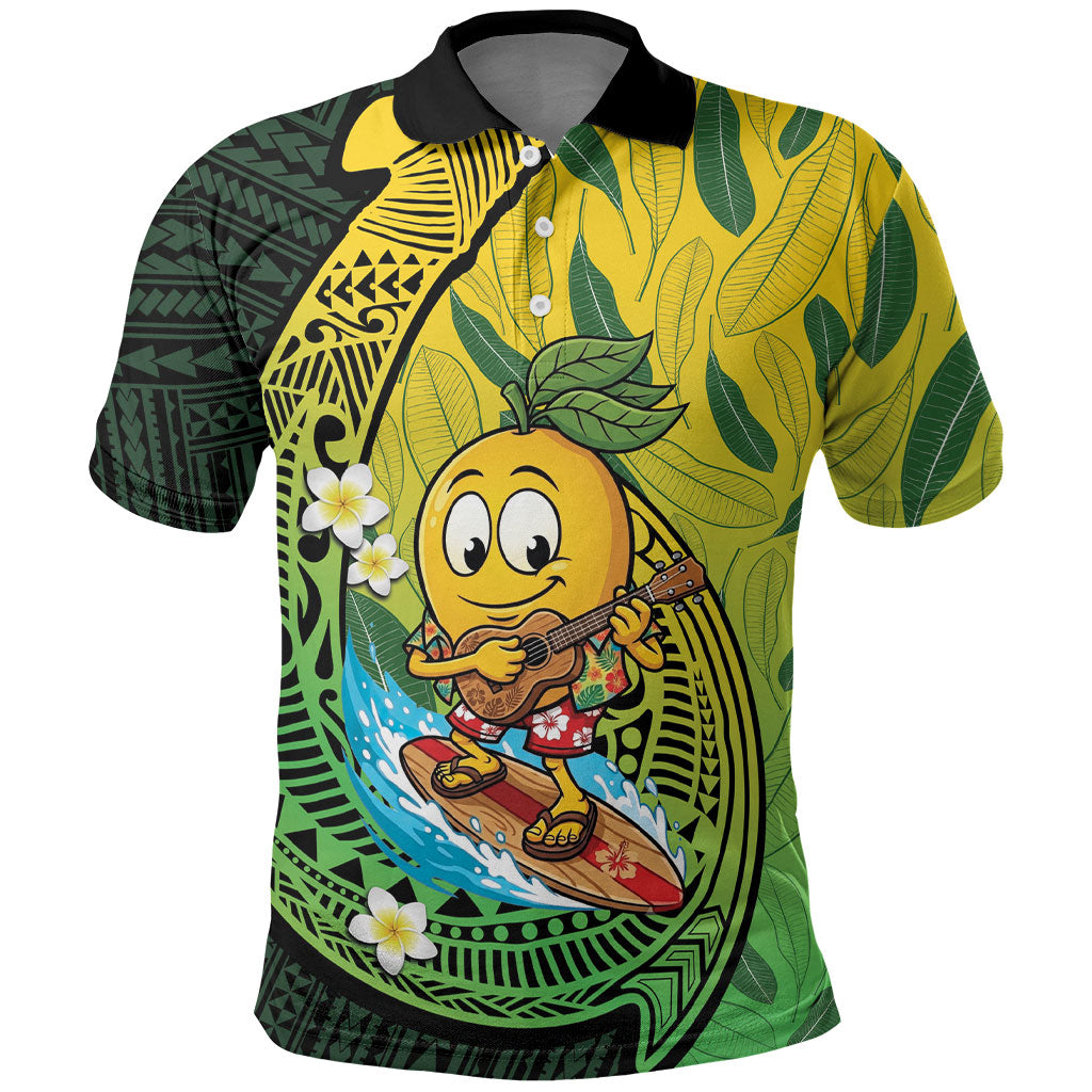 Hawaii Surfing Mango Polo Shirt Manako Polynesian Fish Hook LT14 Green - Polynesian Pride